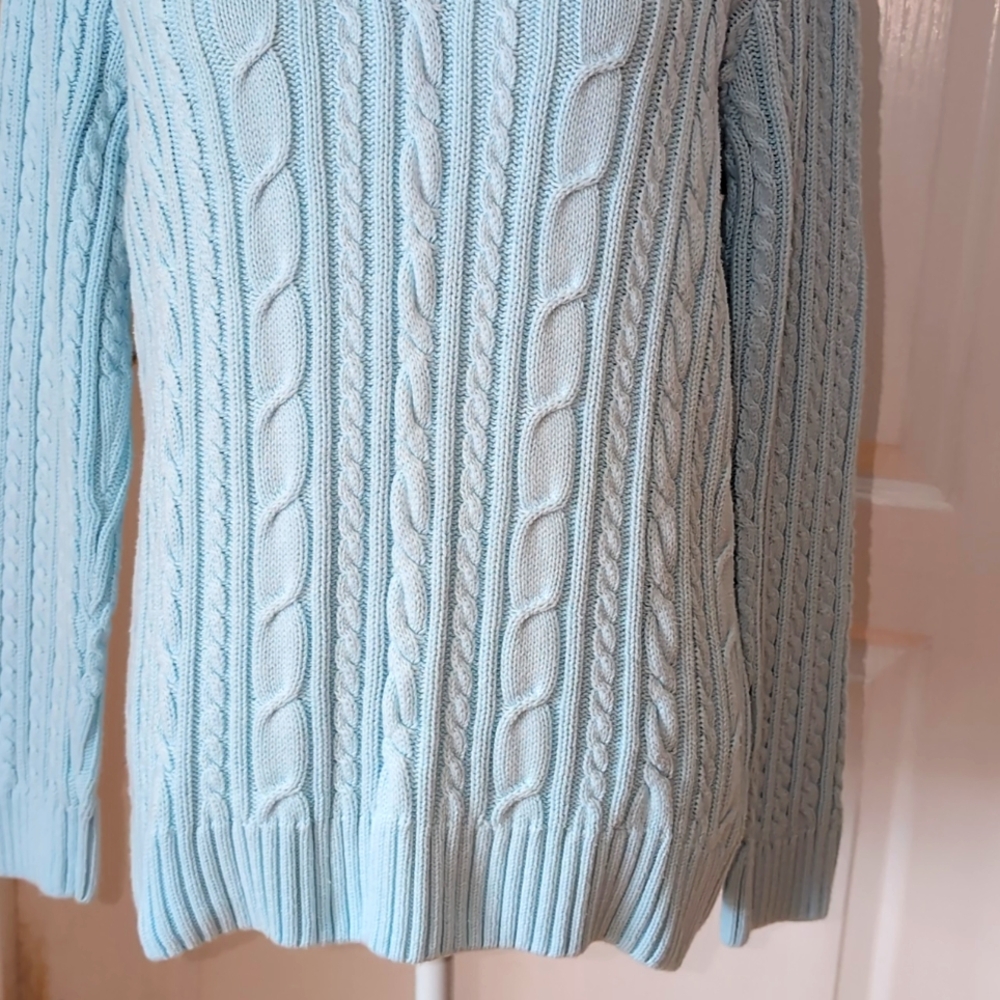 Croft & Barrow Cable Knit 1/4 Zip Mock Neck Pullover Sweater. Size Large - Picture 4 of 11